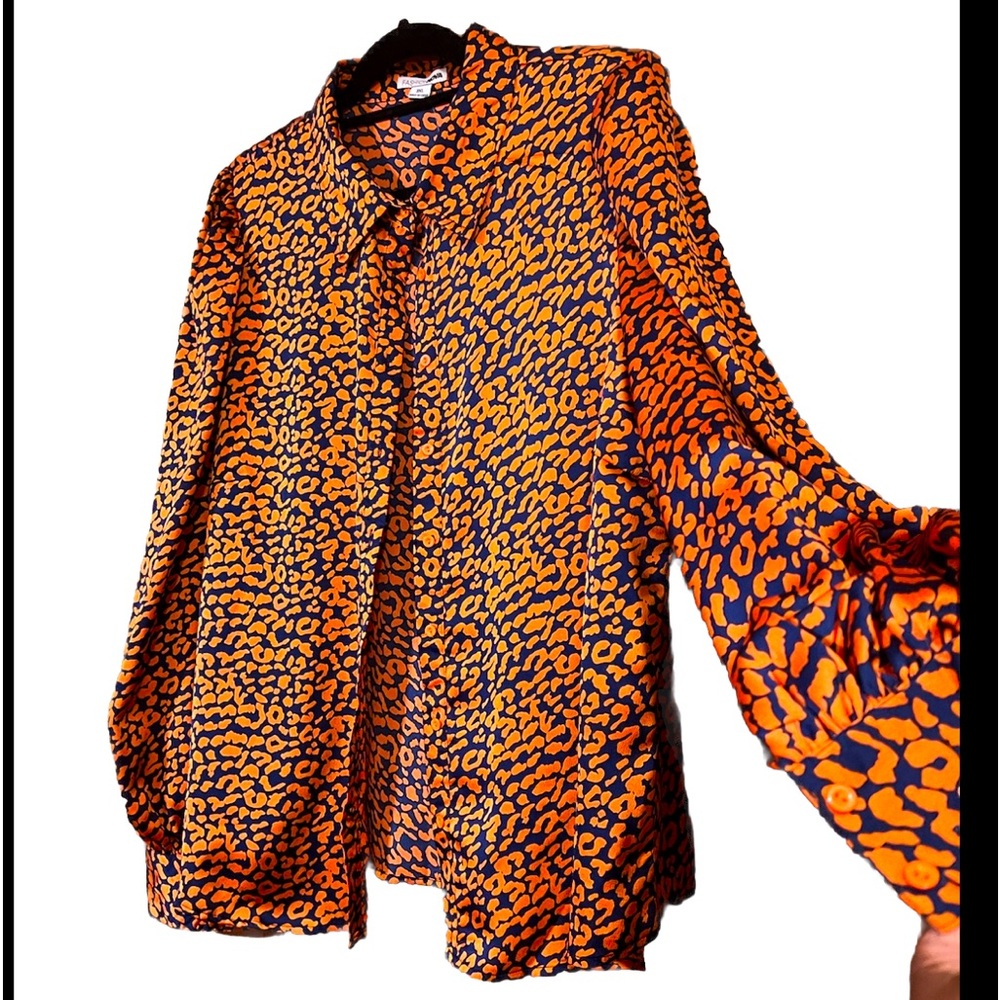 Fashion Nova Poplin Animal Print Button Front Blouse NWT! Size 3X - Picture 1 of 8